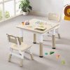 Kids Table and 2 Chairs Set, Height Adjustable Toddler Table and Chair Set for Age 2-8, Children Multi-Activity Table with Graffiti Desktop, Kids Play Table for Reading, Drawing, Eating - 1