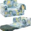 Comfy Toddler Chair and Couch for Kids with Blanket,2-in-1 Soft Plush Fold Out Toddler Couch for Girls and Boys,Convertible Sofa to Lounger for Playroom,Glowing Dinosaur - 1