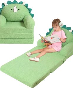 Foldable Kids Sofa, Triceratops Toddler Couch with Tri Folding Foam Cushions, Comfy Kids Couch for Age 3-6 - 1