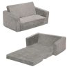 Serta Perfect Sleeper Extra Wide Convertible Sofa to Lounger - Comfy 2-in-1 Flip Open Couch-Sleeper for Kids, Grey - 1