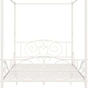 DHP Canopy Sturdy Bed Frame, Metal, Full, White - 1