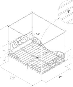 DHP Canopy Sturdy Bed Frame, Metal, Full, White - 3