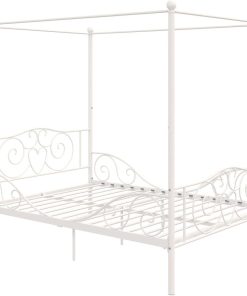 DHP Canopy Sturdy Bed Frame, Metal, Full, White - 6