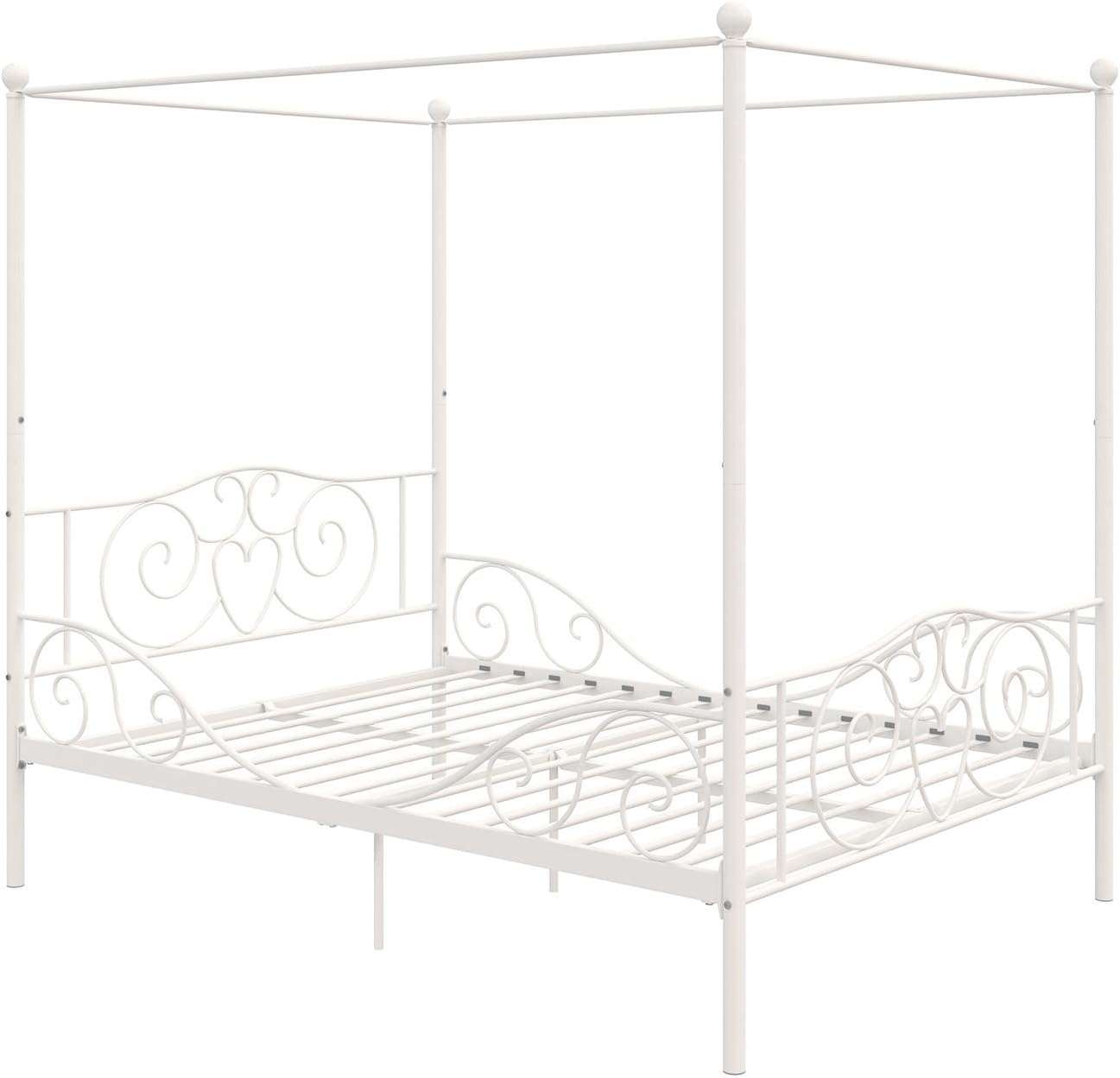 DHP Canopy Sturdy Bed Frame, Metal, Full, White - 6