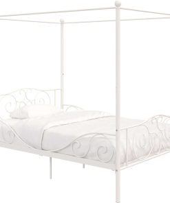 DHP Canopy Sturdy Bed Frame, Metal, Full, White - 7