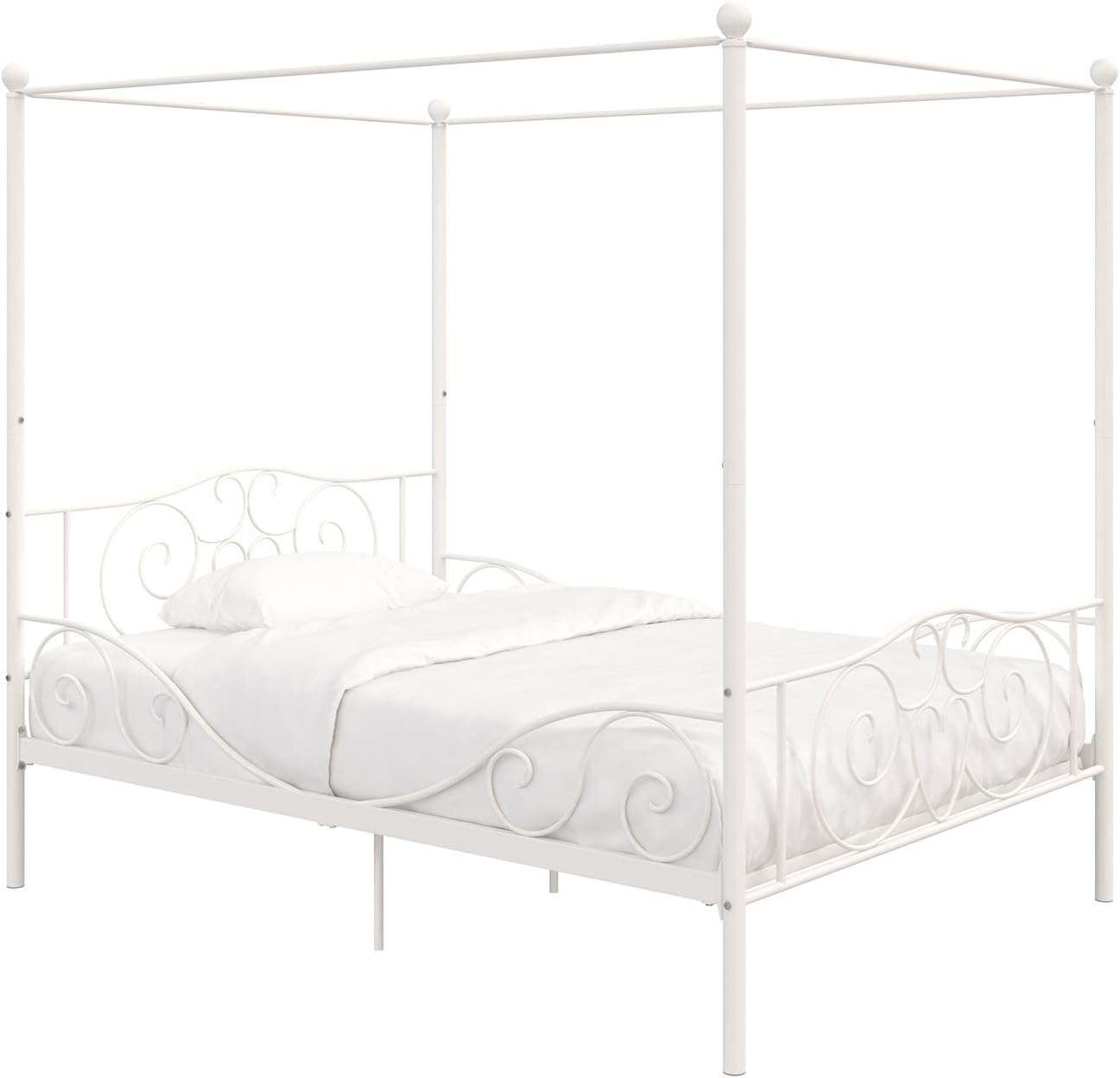DHP Canopy Sturdy Bed Frame, Metal, Full, White - 7