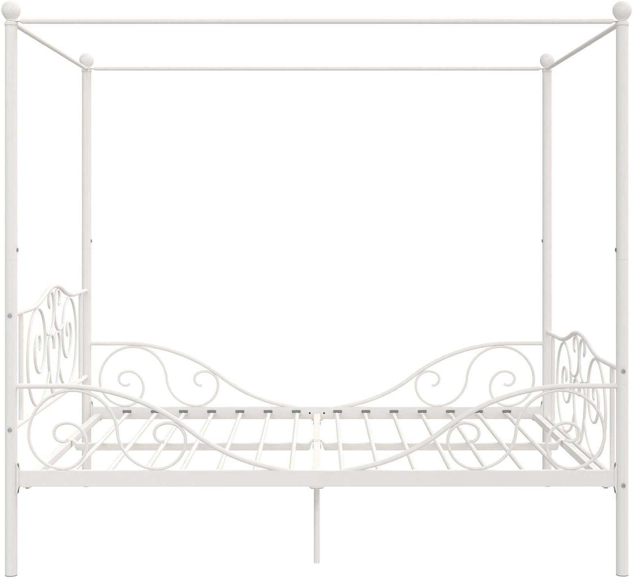 DHP Canopy Sturdy Bed Frame, Metal, Full, White - 8