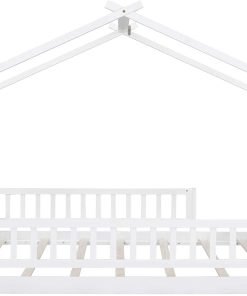 Merax Full Size Wooden House Bed with Fence, Wood Bed Frame with Roof and Safety Guardrail for Kids, Teens, Boys or Girls - 7