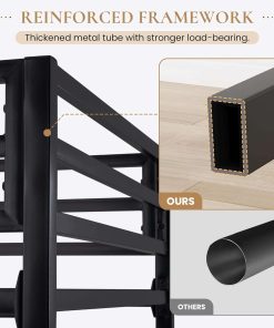 SHA CERLIN Loft Bed Twin Size with Ladder and Guardrail,Heavy Duty Metal Slats Support No Box Spring Needed Small Space Saving Furniture for Bedroom Dorm,Black - 4