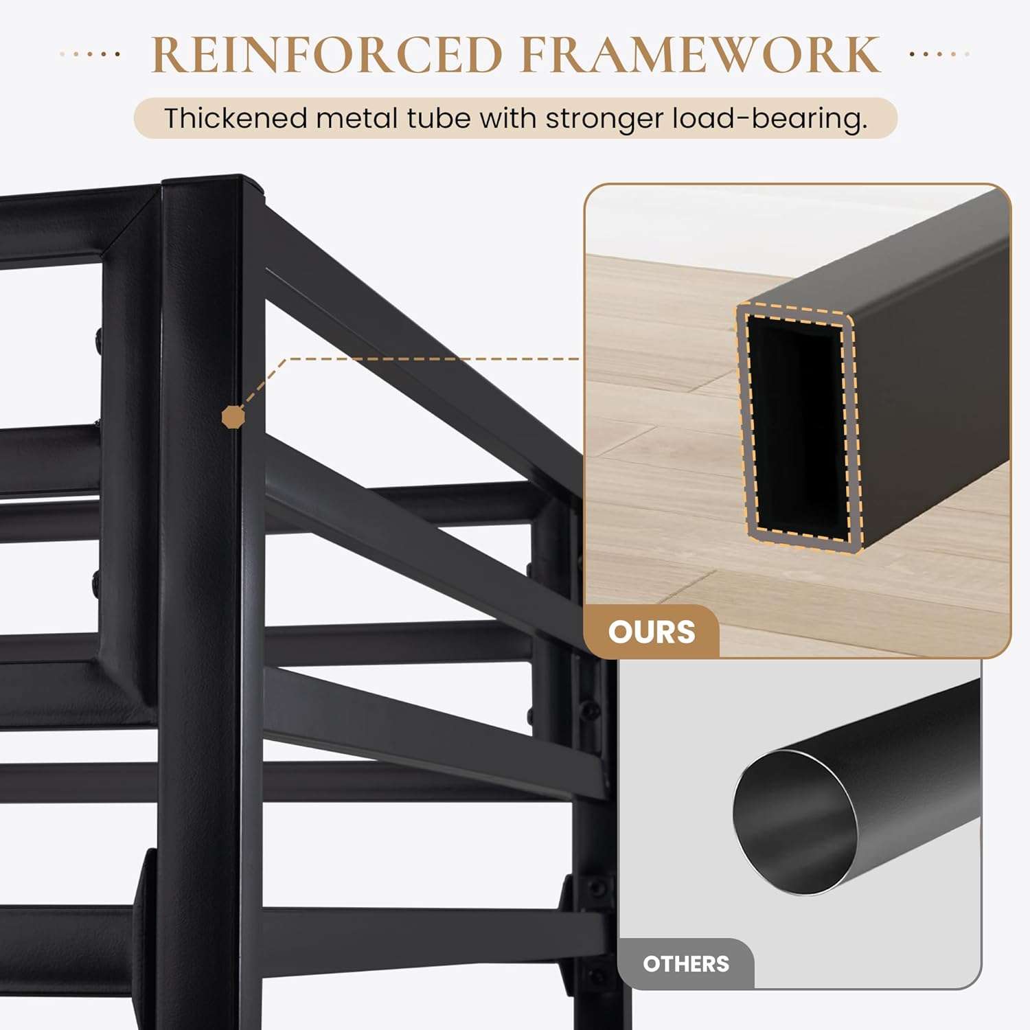 SHA CERLIN Loft Bed Twin Size with Ladder and Guardrail,Heavy Duty Metal Slats Support No Box Spring Needed Small Space Saving Furniture for Bedroom Dorm,Black - 4
