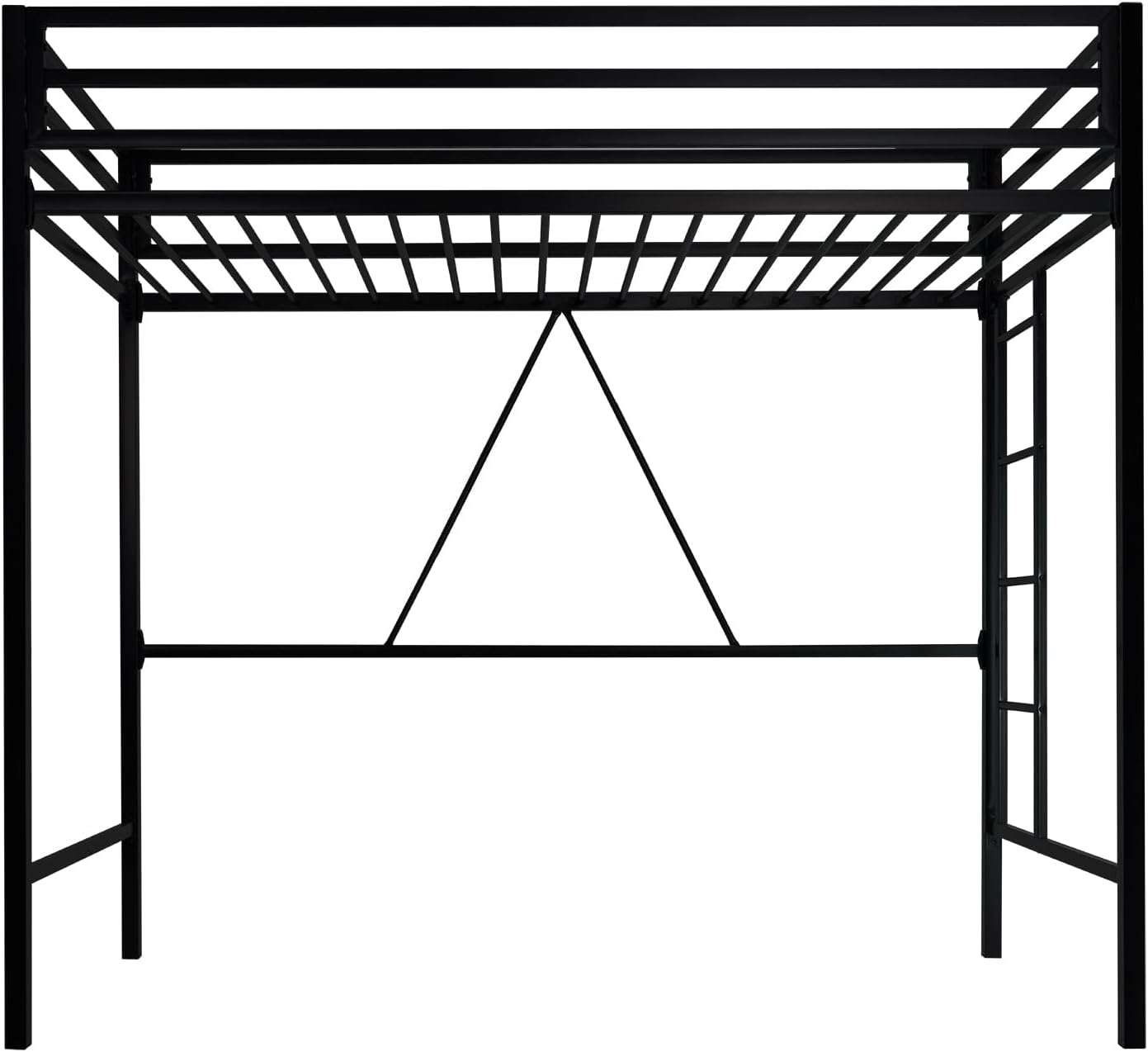 SHA CERLIN Loft Bed Twin Size with Ladder and Guardrail,Heavy Duty Metal Slats Support No Box Spring Needed Small Space Saving Furniture for Bedroom Dorm,Black - 8