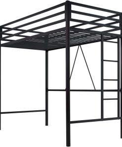 SHA CERLIN Loft Bed Twin Size with Ladder and Guardrail,Heavy Duty Metal Slats Support No Box Spring Needed Small Space Saving Furniture for Bedroom Dorm,Black - 9