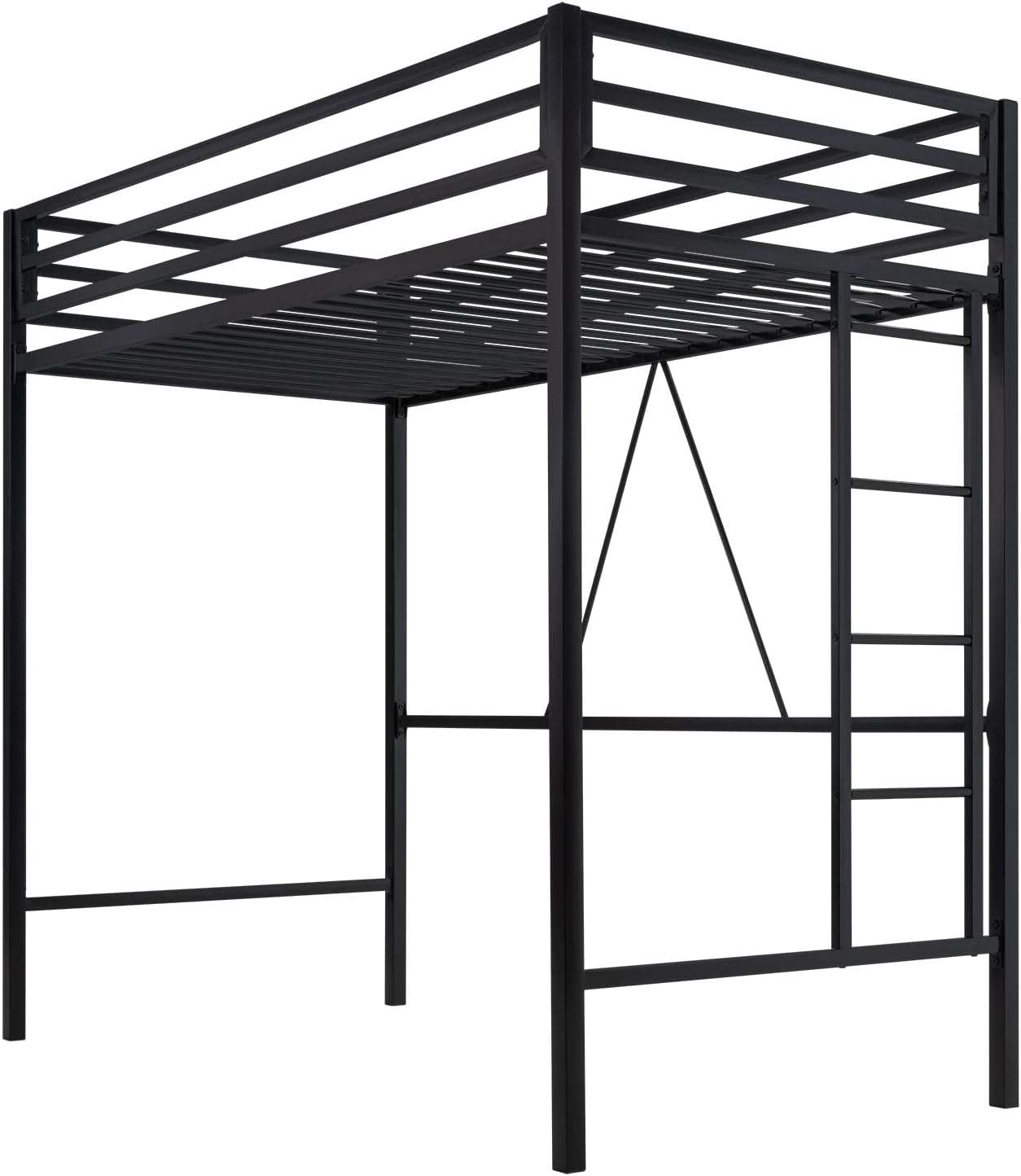 SHA CERLIN Loft Bed Twin Size with Ladder and Guardrail,Heavy Duty Metal Slats Support No Box Spring Needed Small Space Saving Furniture for Bedroom Dorm,Black - 9