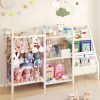 B1 Kids Bookshelf and Toy Storage, 3-Tier Book Shelf for Kids Rooms, Sling Baby Bookcase with Stuffed Animal Storage, Montessori Toddler Bookshelf for Nursery, Bedroom, Playroom, White - 1