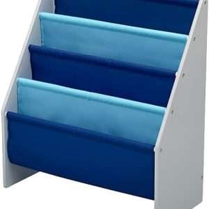 Delta Children Sling Book Rack Bookshelf for Kids - Easy-to-Reach Storage for Books, Magazines or Coloring Books - Ideal for Playrooms & Homeschooling, Grey-Blue - 1