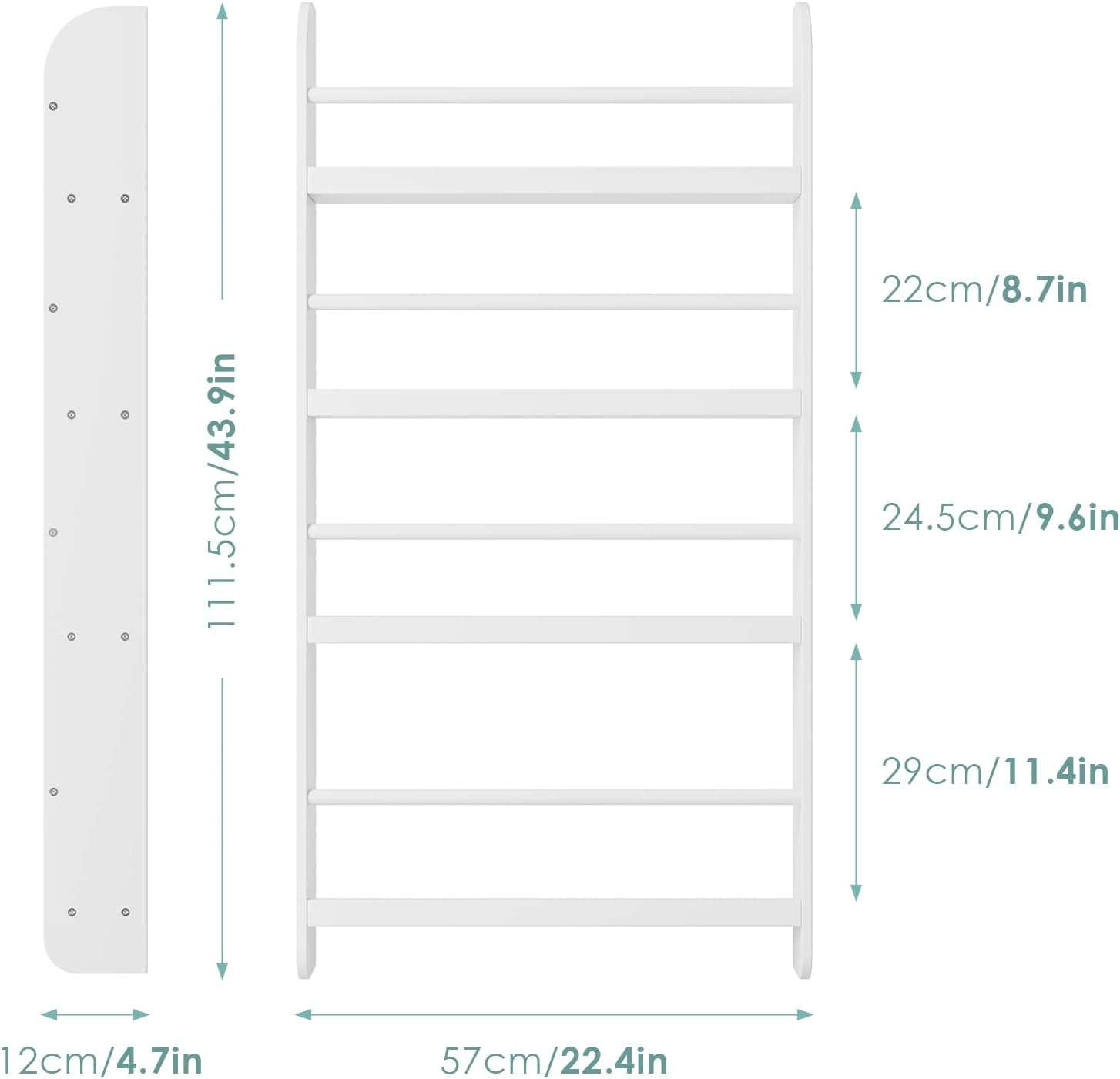 FOTOSOK Kids Bookshelf, Wall Mount 4-Tier Book Shelf Organizer for Toys and Books, Toy Storage Bookshelf in Bedroom, Living Room and Nursery, White - 3