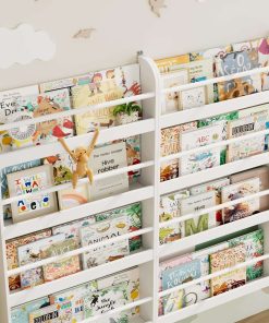FOTOSOK Kids Bookshelf, Wall Mount 4-Tier Book Shelf Organizer for Toys and Books, Toy Storage Bookshelf in Bedroom, Living Room and Nursery, White - 7