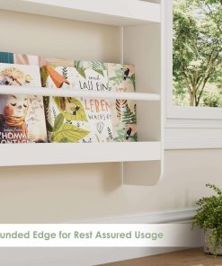 FOTOSOK Kids Bookshelf, Wall Mount 4-Tier Book Shelf Organizer for Toys and Books, Toy Storage Bookshelf in Bedroom, Living Room and Nursery, White - 8