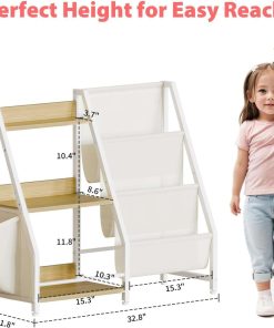 LATIBELL 3 Tier Kids Bookshelf and Toy Storage, Kids Bookcase Book Sling Shelf, Montessori Baby Toddler Bookshelf, Toy Storage Organizer, for Playroom, Bedroom, Nursery - 2