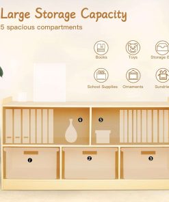Montessori Shelf, Wooden Toy Storage Organizer for Books Toys, 2 Shelf Bookcase, 5-Section Storage Cabinet, Toddler Book Shelf for Kids Rooms, Playroom, Nursery, Kindergarten - 5