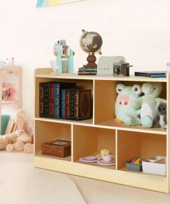 Montessori Shelf, Wooden Toy Storage Organizer for Books Toys, 2 Shelf Bookcase, 5-Section Storage Cabinet, Toddler Book Shelf for Kids Rooms, Playroom, Nursery, Kindergarten - 6