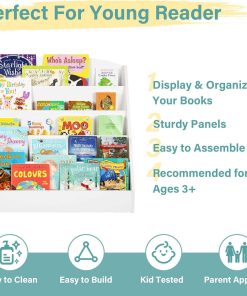 TOETOL 5-Tier Kids Bookshelf - Toddler Book Display Shelves for Classrooms, Playrooms, and Nursery - Wooden Children Book Rack - 5