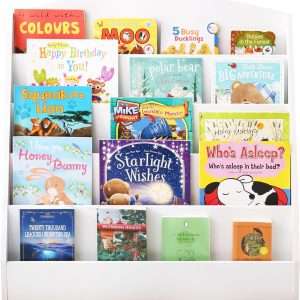 TOETOL 5-Tier Kids Bookshelf - Toddler Book Display Shelves for Classrooms, Playrooms, and Nursery - Wooden Children Book Rack - 9