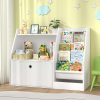 TOETOL Kids Bookshelf,Book Storage Organizer,4 Sling Toddler Wooden Book Shelf,2-Tier Kids Bookcase for Bedroom,Livingroom,Playroom,Nursery-White - 1