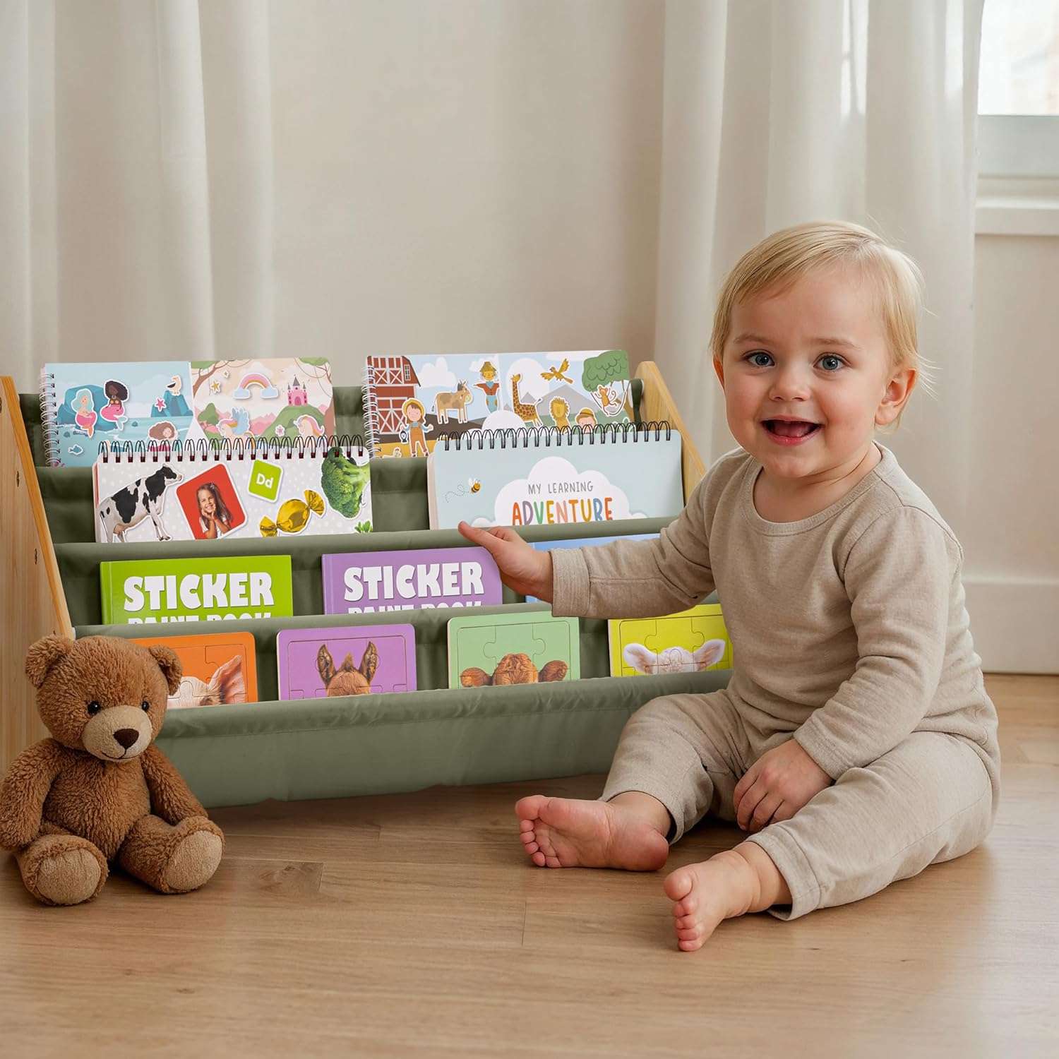 ZICOTO Decorative Kids Bookshelf - Modern Montessori Shelf for Nursery or Playroom - Holds Up to 20 Books & Small Toys - 1
