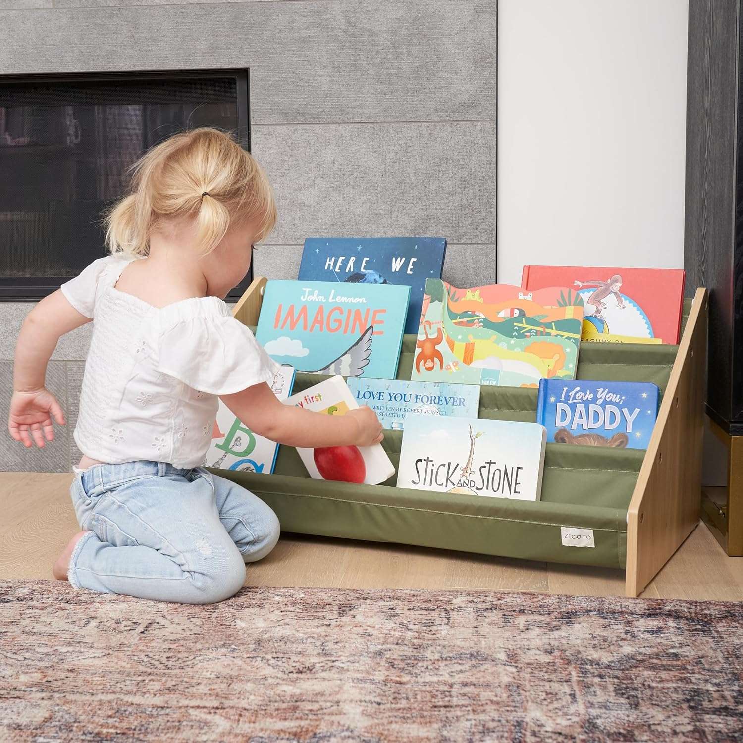 ZICOTO Decorative Kids Bookshelf - Modern Montessori Shelf for Nursery or Playroom - Holds Up to 20 Books & Small Toys - 2