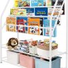 aboxoo Metal Kids Bookshelf Freestanding Bookcase for Children Room 32 in Large Toy Organizer Modern MinimalistWhite Stable Metel Bookstore Bedroom, Living, Library Book Unit Storage - 1