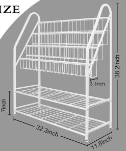 aboxoo Metal Kids Bookshelf Freestanding Bookcase for Children Room 32 in Large Toy Organizer Modern MinimalistWhite Stable Metel Bookstore Bedroom, Living, Library Book Unit Storage - 3