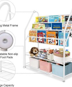 aboxoo Metal Kids Bookshelf Freestanding Bookcase for Children Room 32 in Large Toy Organizer Modern MinimalistWhite Stable Metel Bookstore Bedroom, Living, Library Book Unit Storage - 5