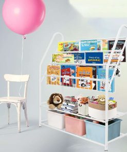 aboxoo Metal Kids Bookshelf Freestanding Bookcase for Children Room 32 in Large Toy Organizer Modern MinimalistWhite Stable Metel Bookstore Bedroom, Living, Library Book Unit Storage - 7