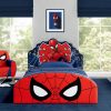 Delta Children Marvel Spider Man Upholstered Twin Bed, Red-Blue - 1