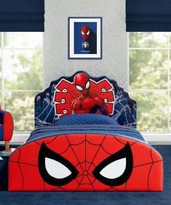 Delta Children Marvel Spider Man Upholstered Twin Bed, Red-Blue - 3