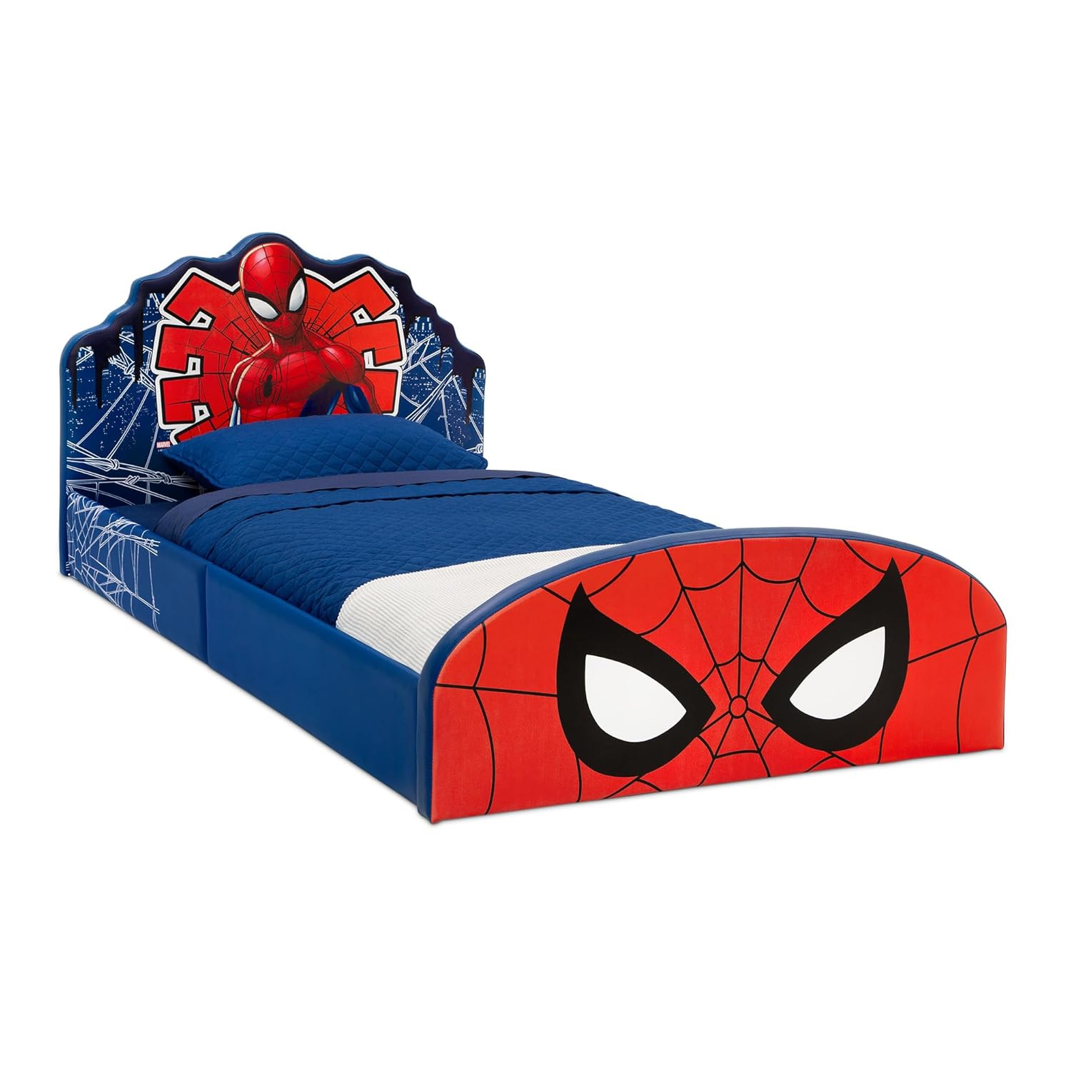 Delta Children Marvel Spider Man Upholstered Twin Bed, Red-Blue - 4