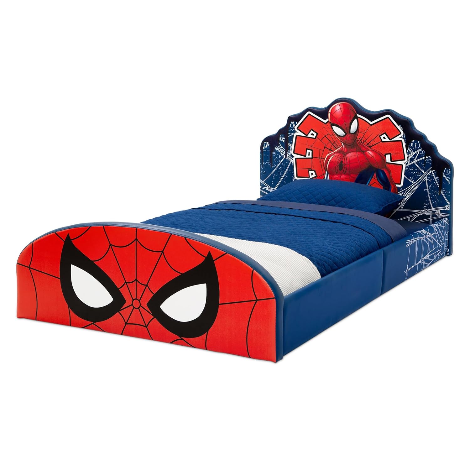 Delta Children Marvel Spider Man Upholstered Twin Bed, Red-Blue - 5