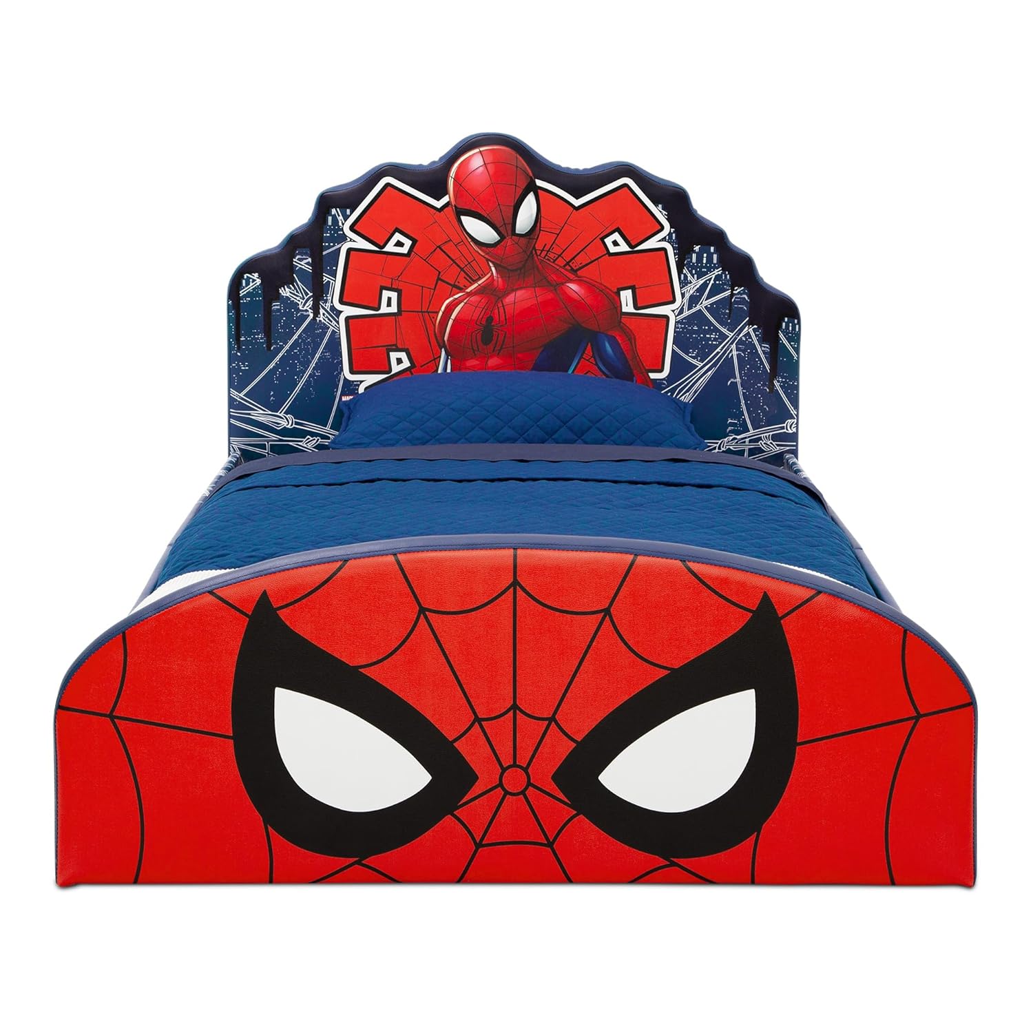 Delta Children Marvel Spider Man Upholstered Twin Bed, Red-Blue - 6