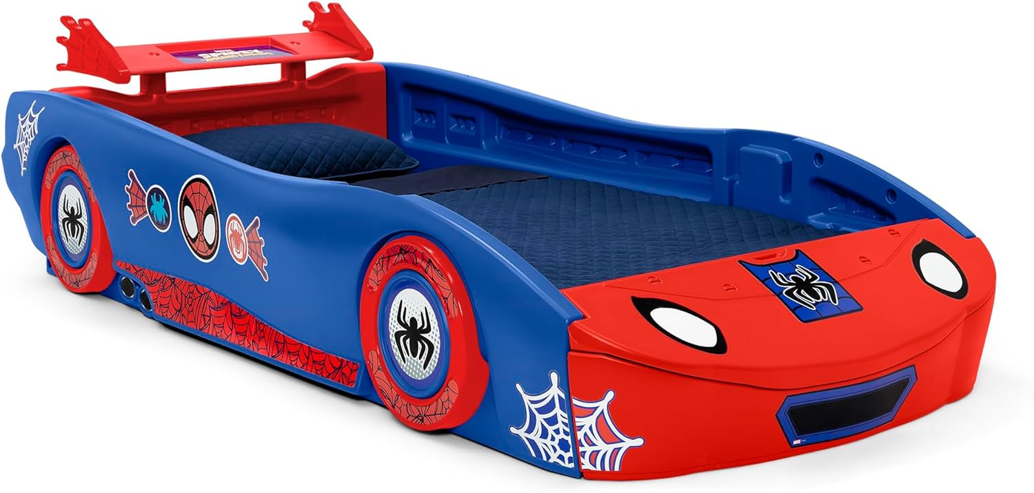 Delta Children - Spidey and His Amazing Friends Web Crawler Race Car Twin Bed, Blue-Red - 1