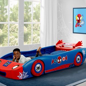 Delta Children - Spidey and His Amazing Friends Web Crawler Race Car Twin Bed, Blue-Red - 2