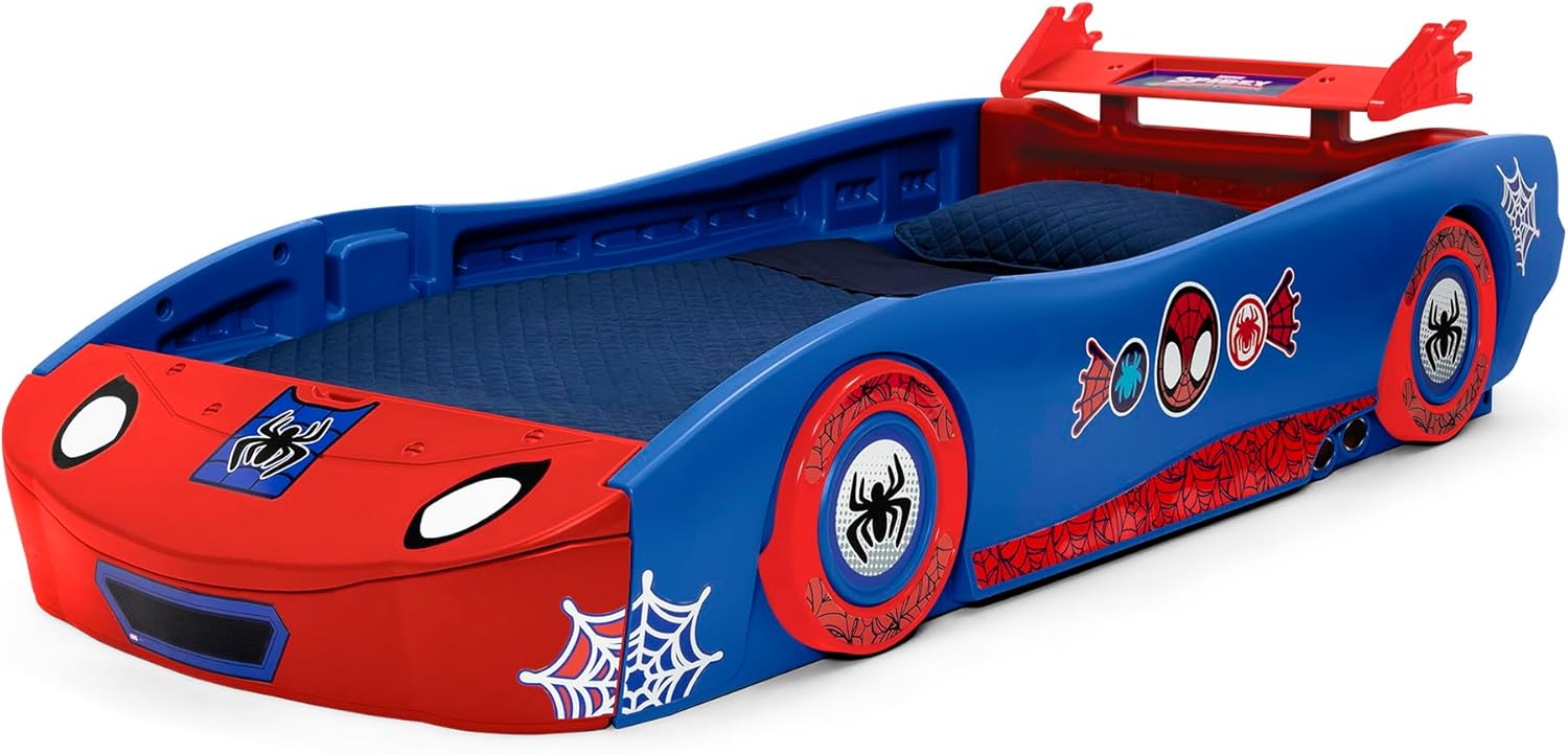 Delta Children - Spidey and His Amazing Friends Web Crawler Race Car Twin Bed, Blue-Red - 3