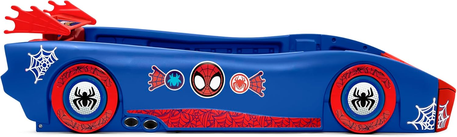Delta Children - Spidey and His Amazing Friends Web Crawler Race Car Twin Bed, Blue-Red - 4