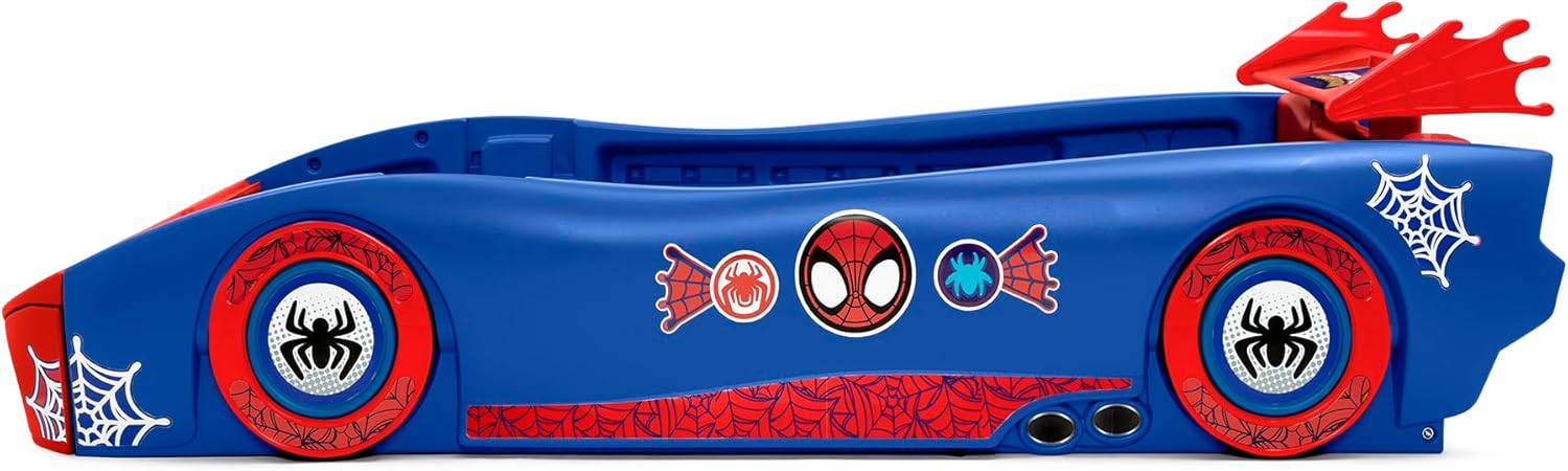 Delta Children - Spidey and His Amazing Friends Web Crawler Race Car Twin Bed, Blue-Red - 5