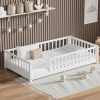 LLS Twin Floor Bed for Kids Solid Wood Montessori Bed Frame with Safety Guardrails Multifunctional Montessori Floor Bed for Toddlers, Without Door, Easy Assemble, White - 1