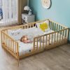 Twin Size Floor Bed for Kids Wooden Toddler Floor Bed Frame Safe Comfortable Baby Floor Bed for Children,Natural‌,40.9-77.5 - 1