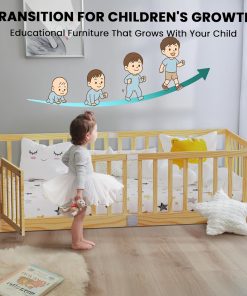 Twin Size Floor Bed for Kids Wooden Toddler Floor Bed Frame Safe Comfortable Baby Floor Bed for Children,Natural‌,40.9-77.5 - 7