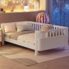 Twin Size Kids Bed Frame, Low Profile Montessori Twin Bed with Rails, Wood Daybed for Girls & Boys, No Spring Box Required, No Squeaks, White - 1