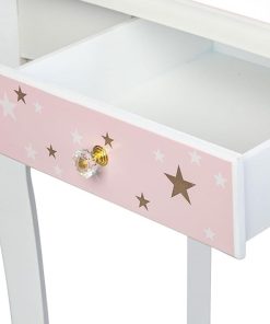 JOYMOR Kids Princess Vanity Table and Chair Set, Kids Vanity Set with Mirror, Makeup Dressing Table with Two 180° Folding Mirror for Girls Age 4-9 - 2