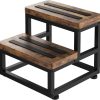 2 Step Wooden Step Stools for Adults Kids, Heavy Duty Stepping Stools Wooden Bed Step Stools for High Beds, Non-Slip 2 Bedside Foot Stool with 500 Lbs Capacity, Kitchen, Bed, RVS Step, Rustic Brown - 1